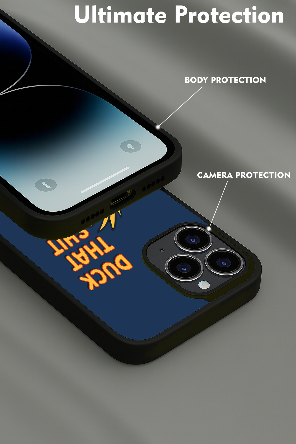Cool Duck Blue iPhone Cover – For iPhone 11, 11 Pro, 12, 12 Pro, 13, 13 Pro, 14, 14 Pro, 15, 15 Pro, 16, 16 Pro | Cartoon Duck Case | Shockproof Funny Phone Cover