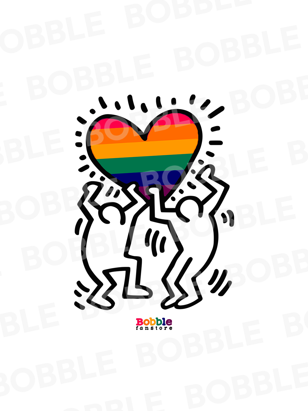 Keith Haring Inspired White T-Shirt for Men – Rainbow Heart Graphic Pride Art Tee | Pride Mode: ON