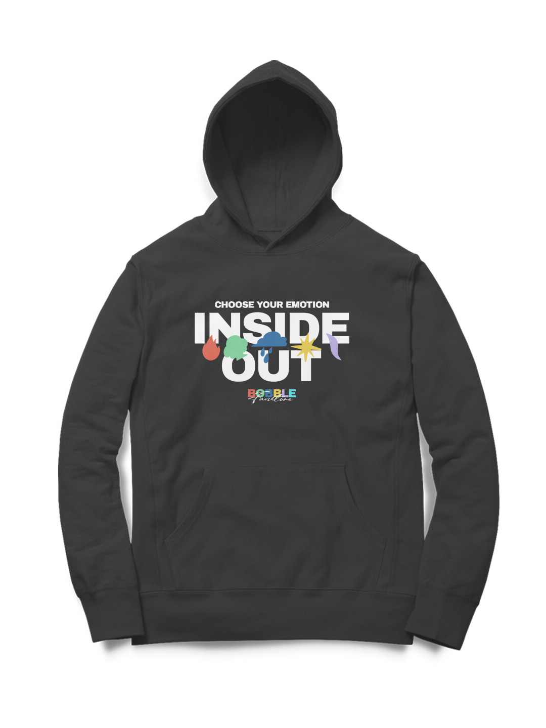 Black Hoodie with 'Inside Out' Illustration – Graphic Design Hoodie for Women, Comfortable Casual Wear for Bold and Trendy Style