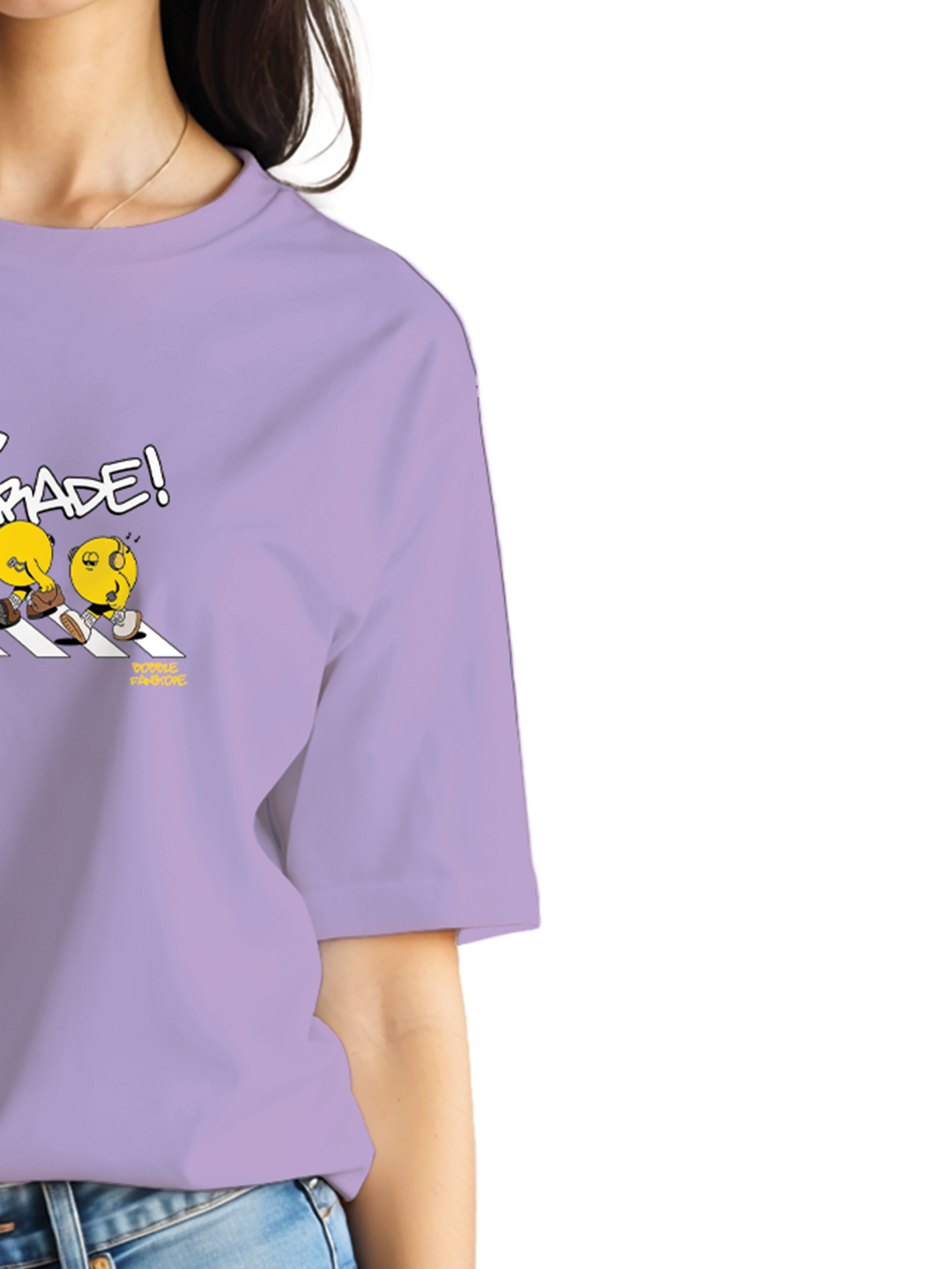 Mood Parade Oversized T-Shirt for Women in Lavender | Unisex Loose Fit | 100% Combed Cotton | 220 GSM Bio-Washed Fabric | Quirky Graphic Streetwear | Made in India