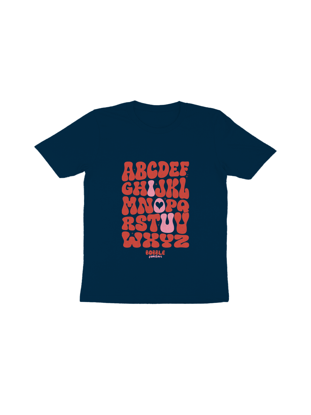 I Love You Alphabet Illustration Kids’ T-Shirt in Navy Blue – Cute & Comfortable Cotton Tee