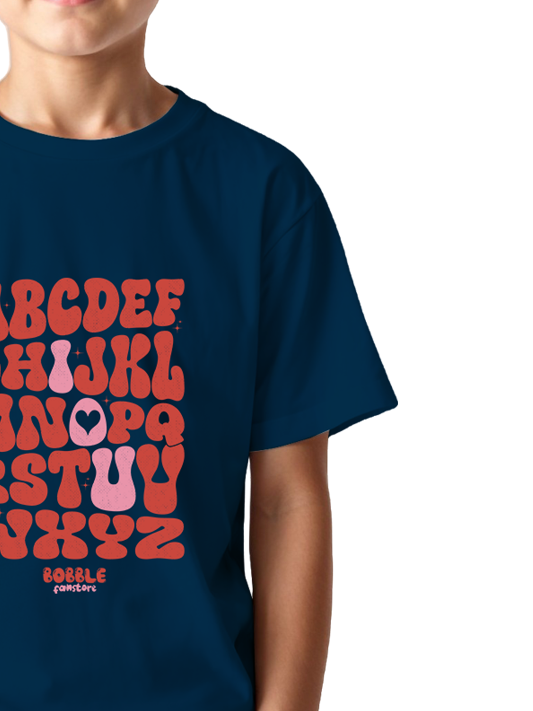 I Love You Alphabet Illustration Kids’ T-Shirt in Navy Blue – Cute & Comfortable Cotton Tee