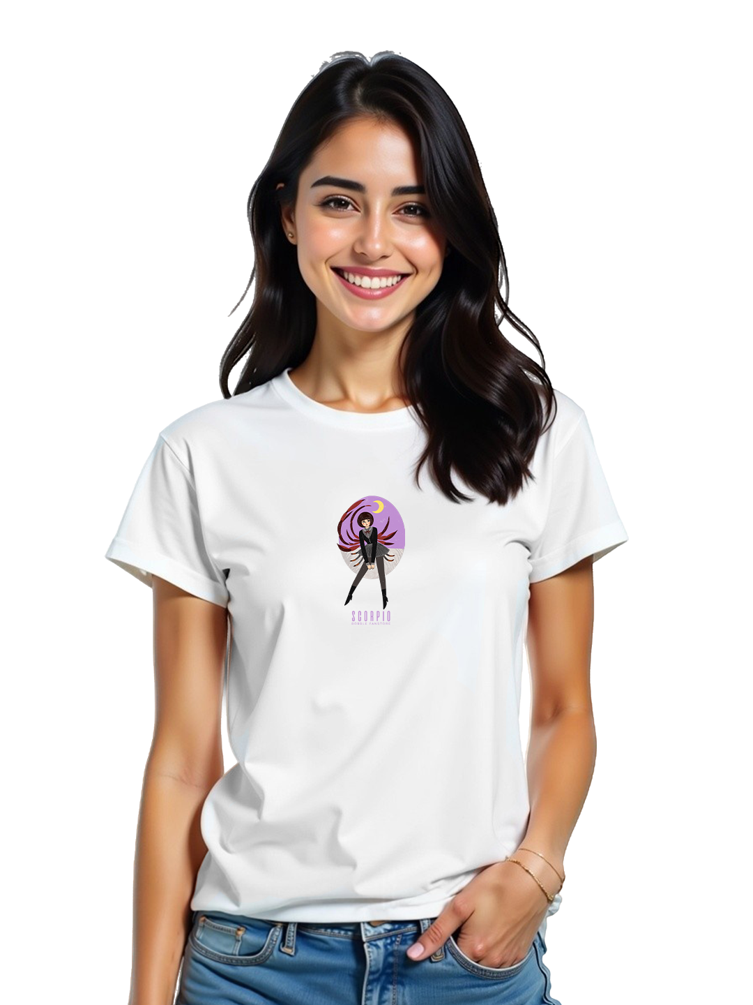 Scorpio Women's White T-Shirt – Mysterious & Powerful Zodiac Print | Soft Cotton | Perfect for Passionate & Intense Personalities | Comfortable & Stylish Fit
