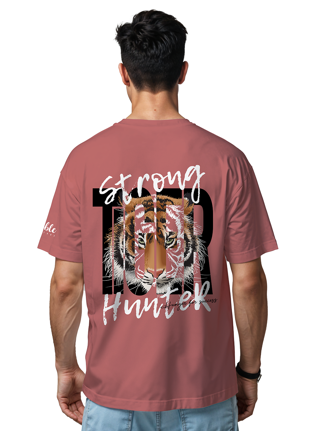 Strong Tiger Hunter T-Shirt in Rosy Red – Fierce Wildlife Graphic Tee For Men