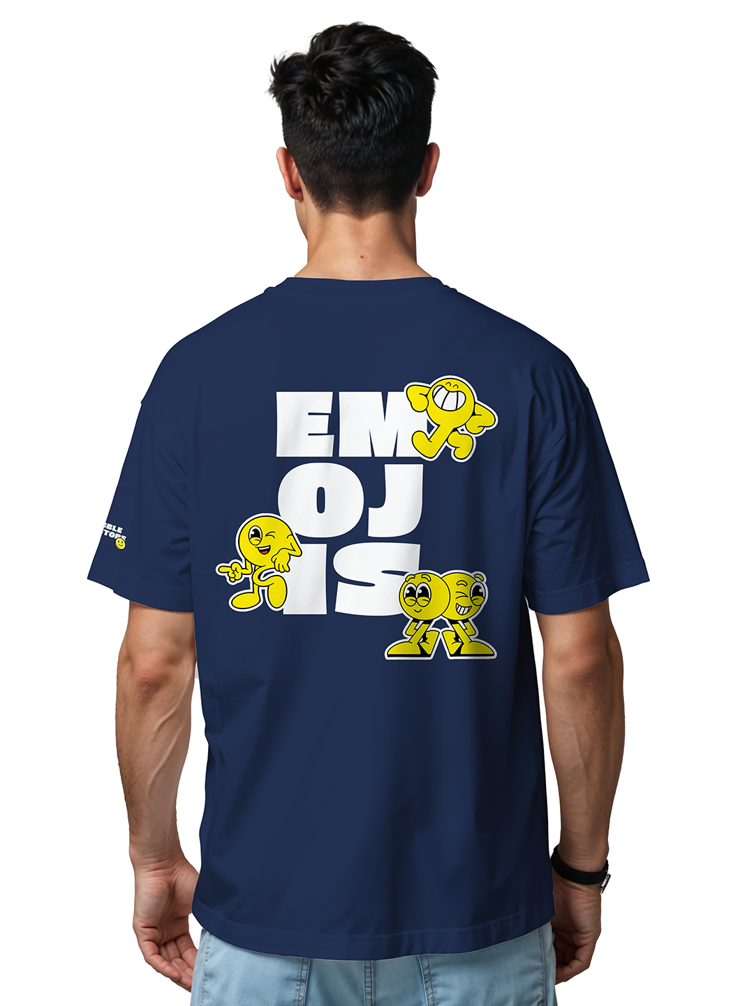 Faces of Fun T-shirt in Blue – Quirky Expression Graphic Tee For Men