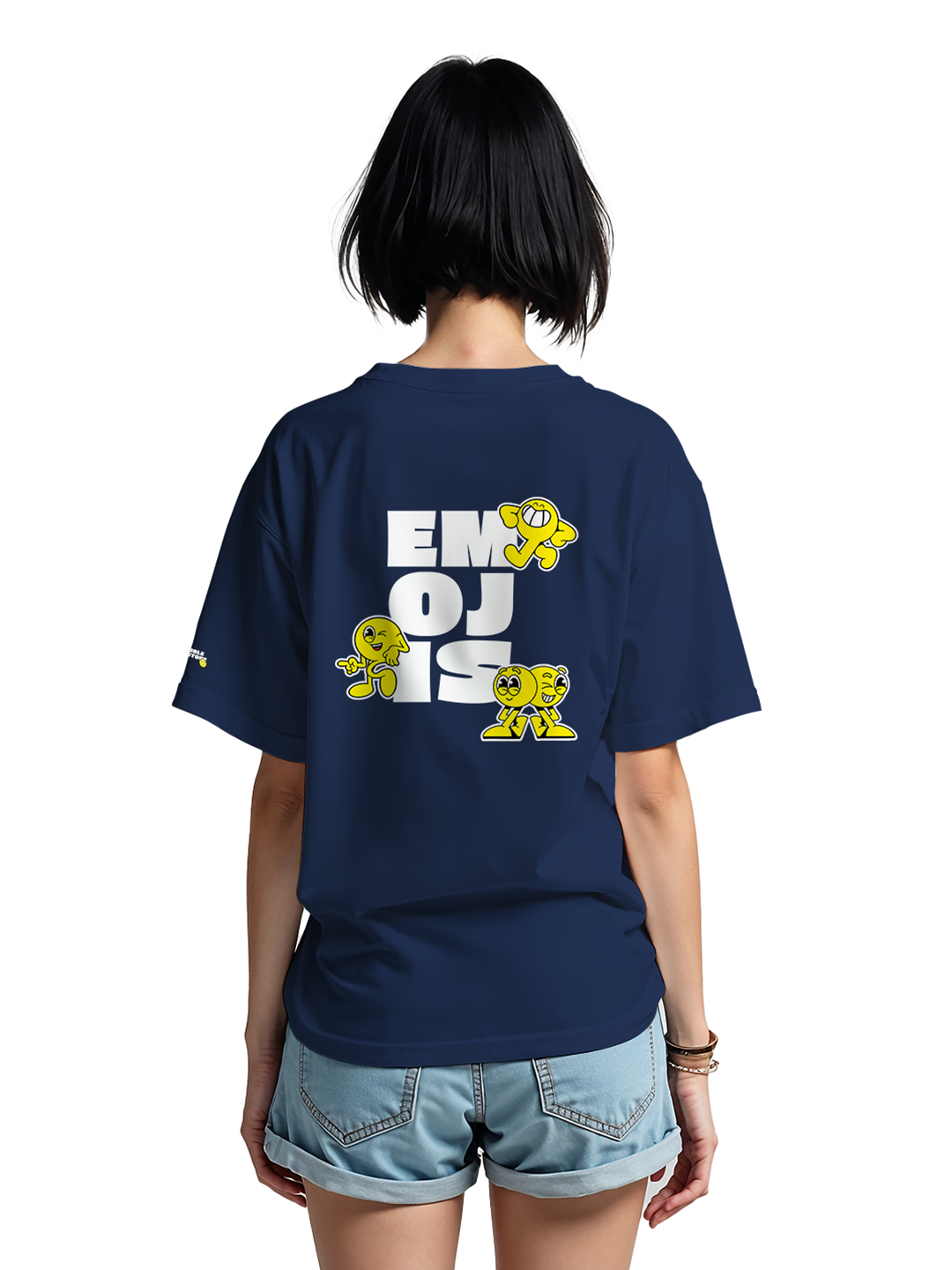 Faces of Fun T-shirt in Blue – Quirky Expression Graphic Tee For Women