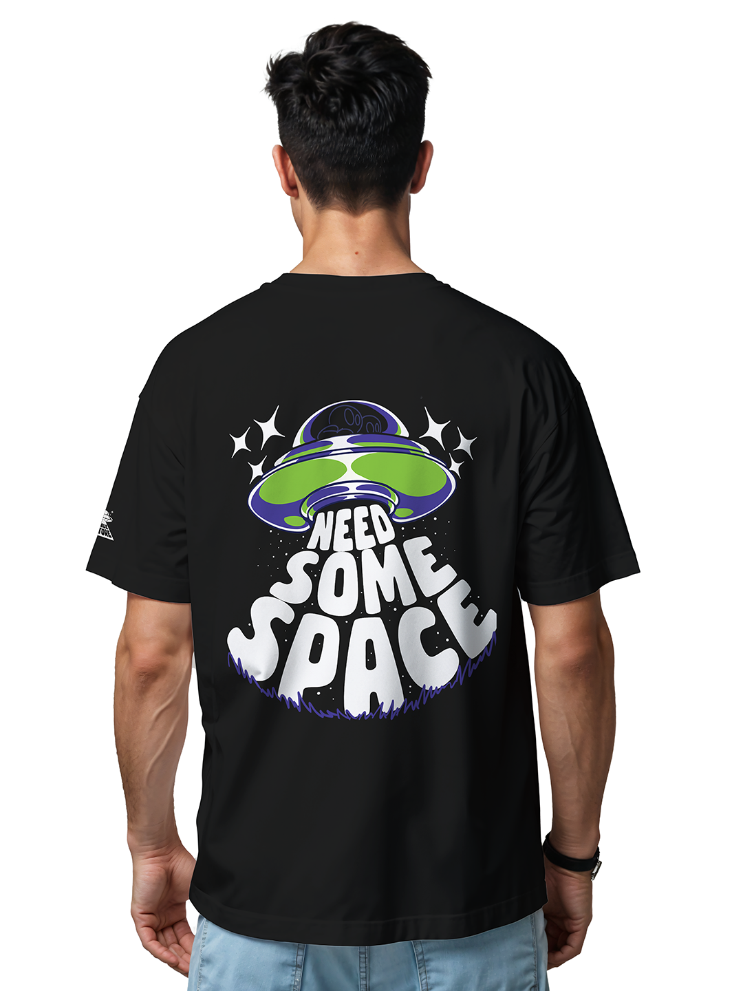 Space Bound T-shirt in Black – Cosmic Adventure Graphic Tee For Men