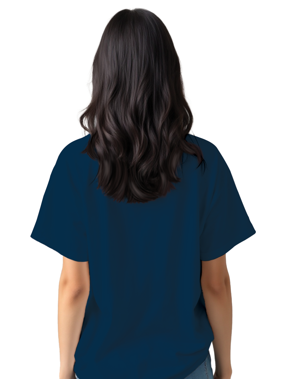 Women's Blue Oversized T-Shirt with 'Happy Time' Print | Relaxed Fit Drop Shoulder Tee | 100% Cotton Streetwear | Chill Vibes Aesthetic for Daily Comfort