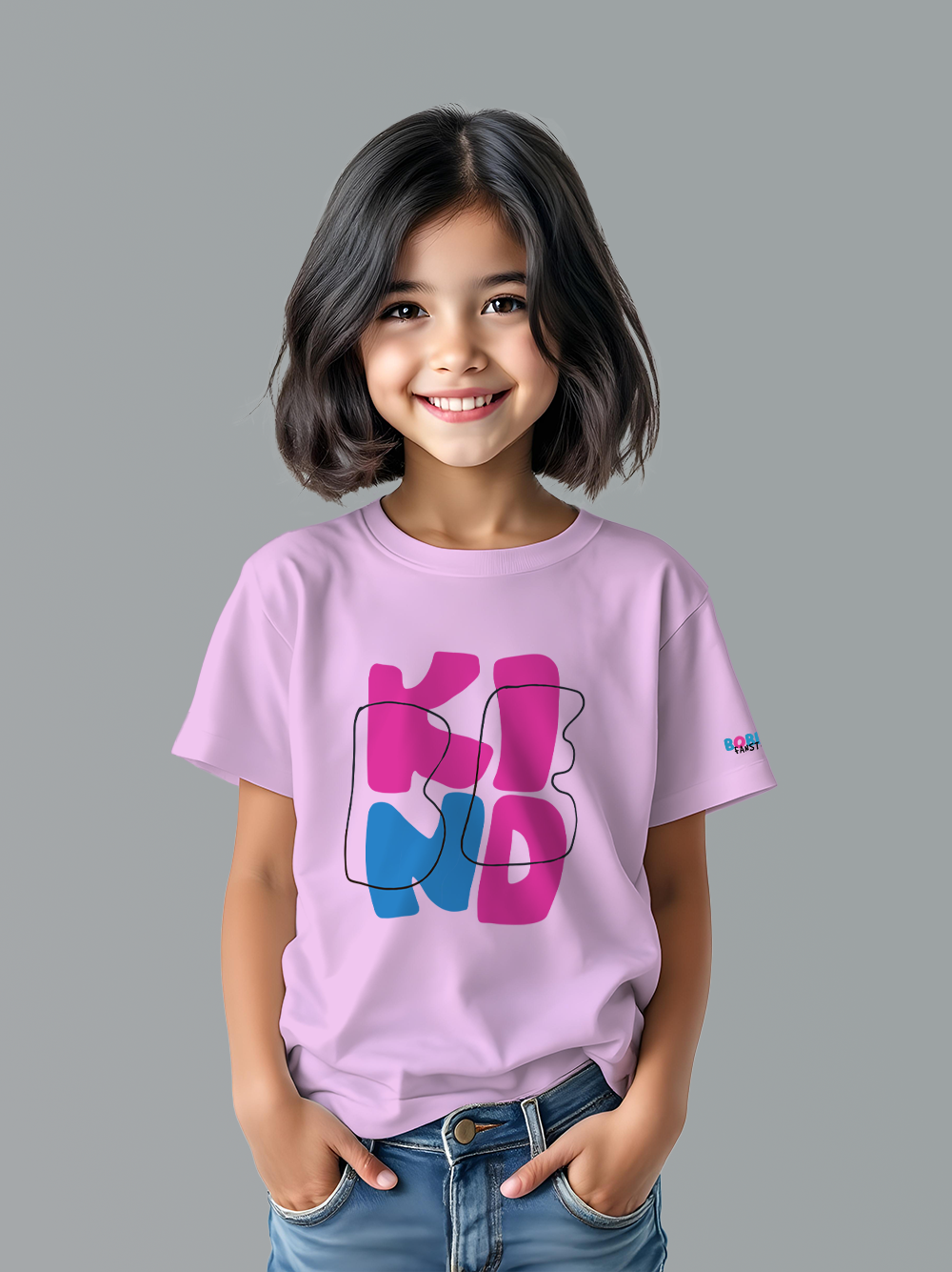Kind Spirit Girls Pink T-Shirt – Bold Letter Design, Soft Cotton, Comfortable Fit