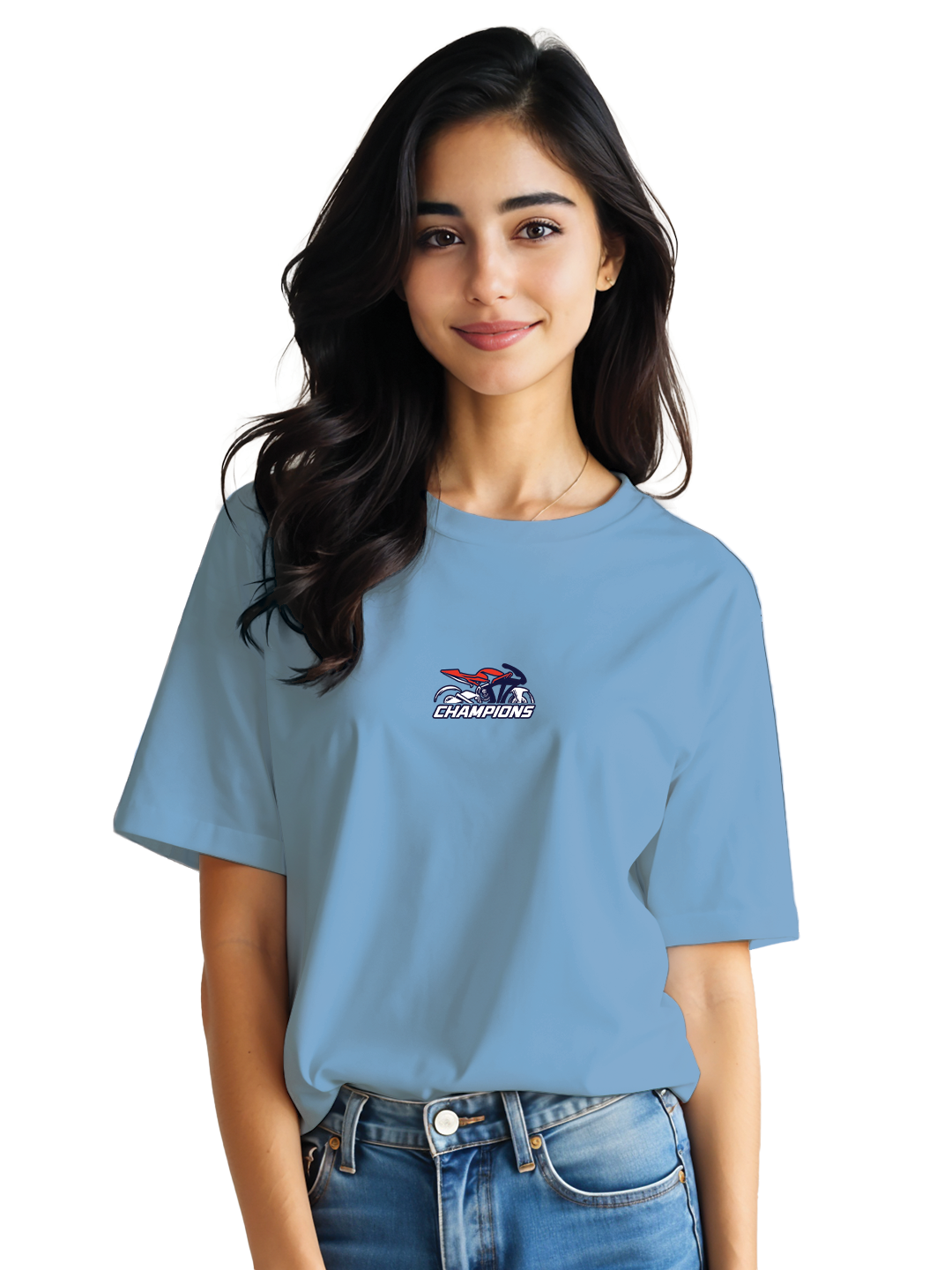 MotoGP 2025 Champions Blue Oversized T-Shirt for Women – Trendy Relaxed Fit with Motorsport Graphics by Bobble Fanstore