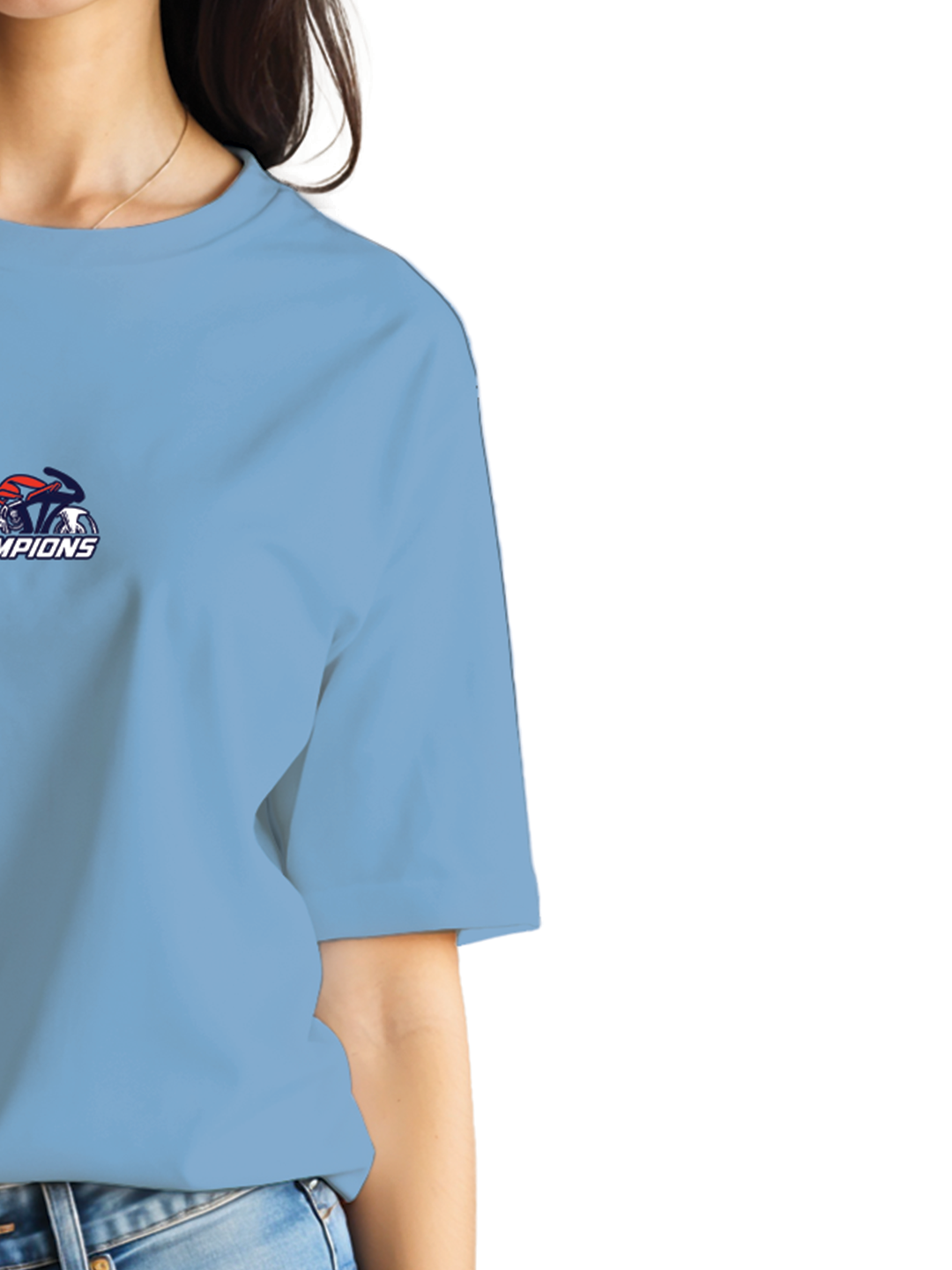 MotoGP 2025 Champions Blue Oversized T-Shirt for Women – Trendy Relaxed Fit with Motorsport Graphics by Bobble Fanstore