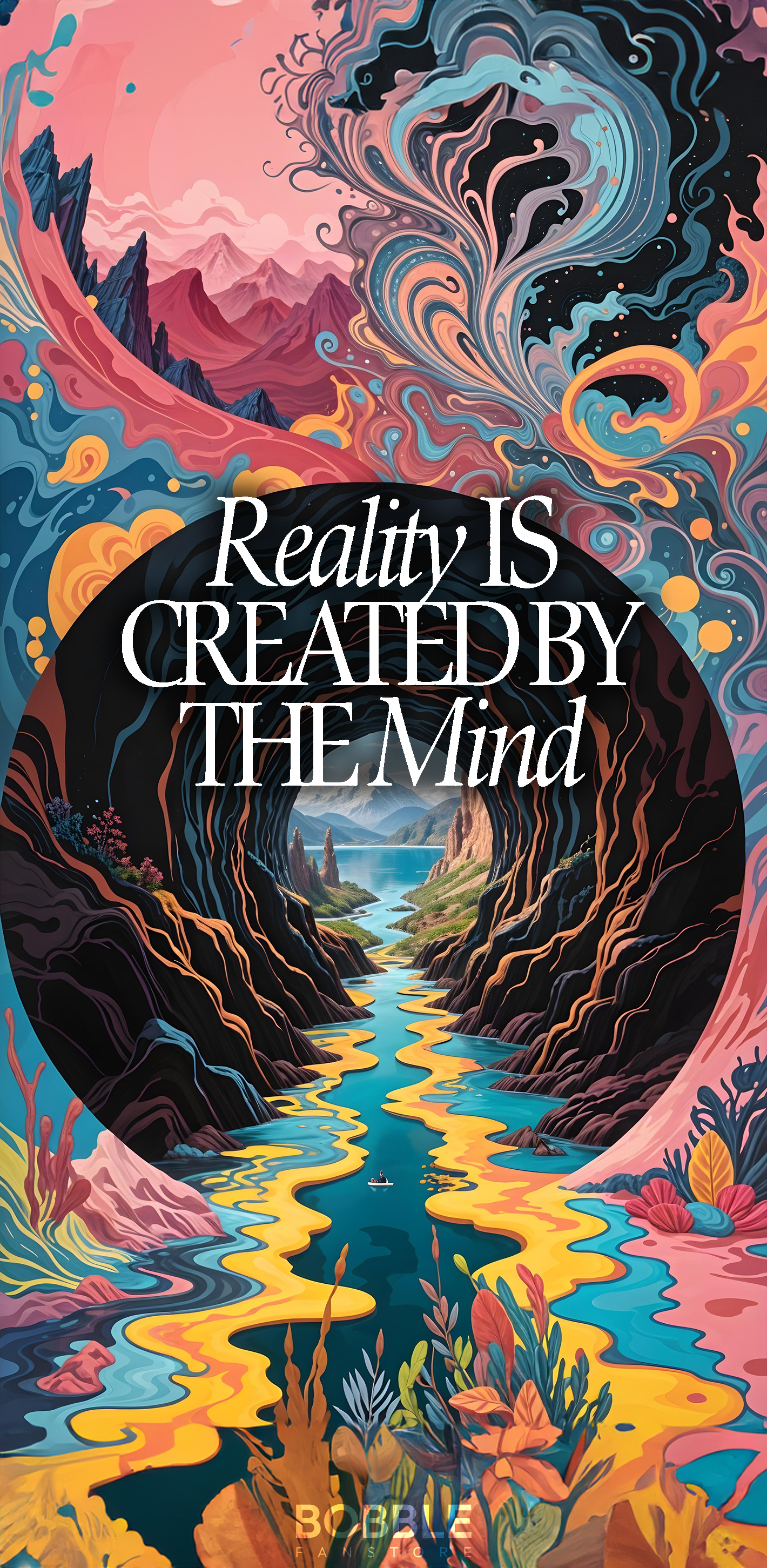 Psychedelic Art Phone Cover - 'Reality is Created by the Mind' Quote