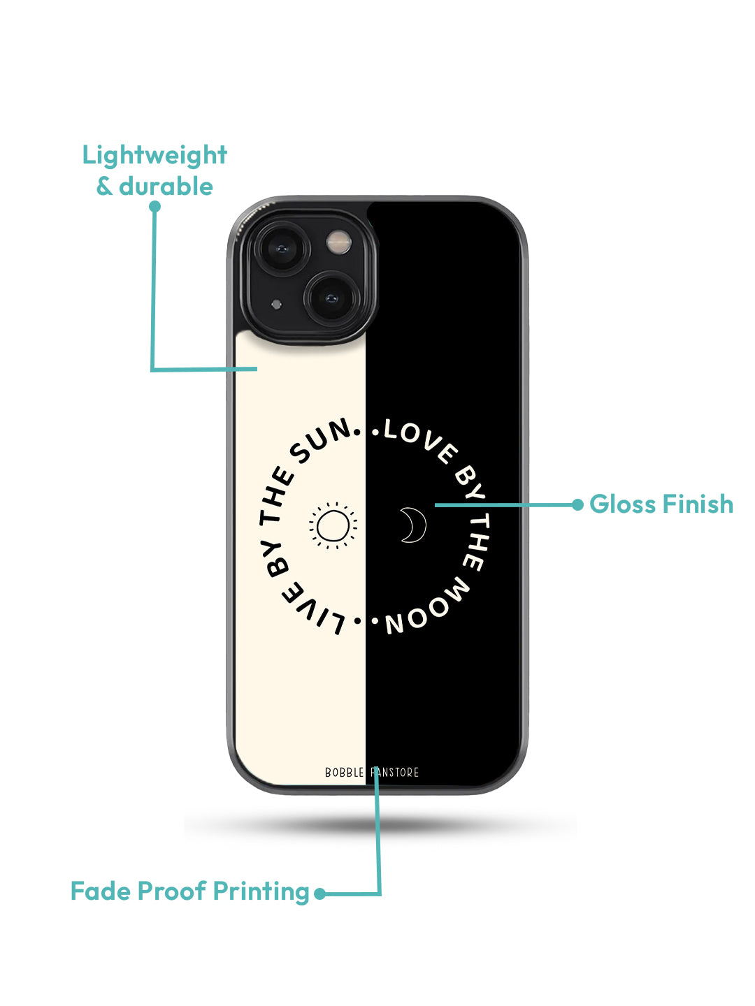 Love by the Moon, Live by the Sun Glass Phone Cover | Inspirational Quote