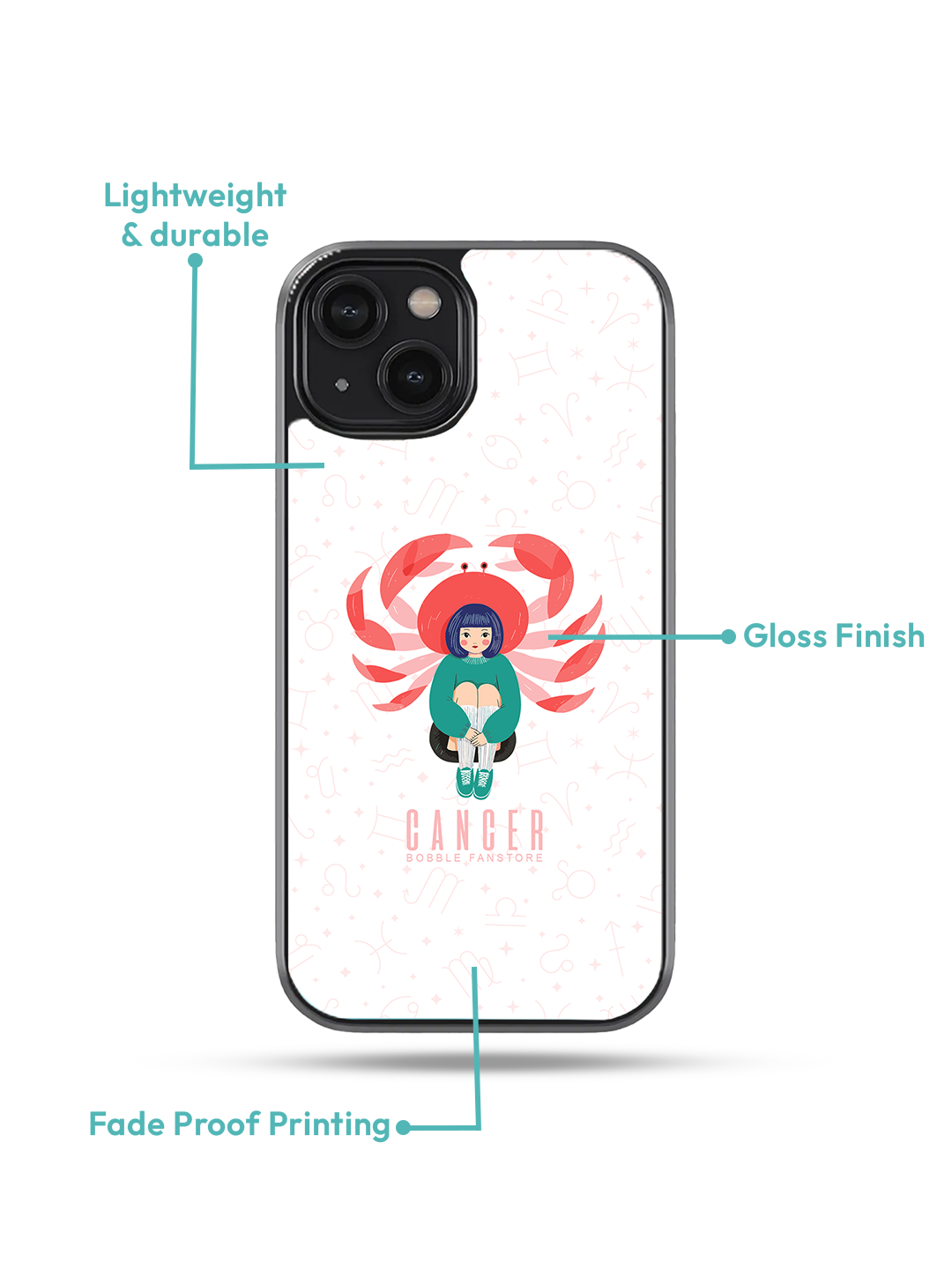 White iPhone Case with Cancer Illustration – Chic & Durable (iPhone 13-16)