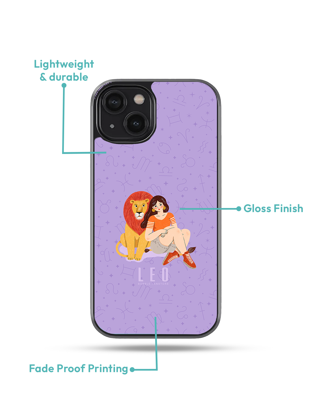 Lavender iPhone Case with Leo Illustration – Zodiac Luxury (iPhone 13-16)
