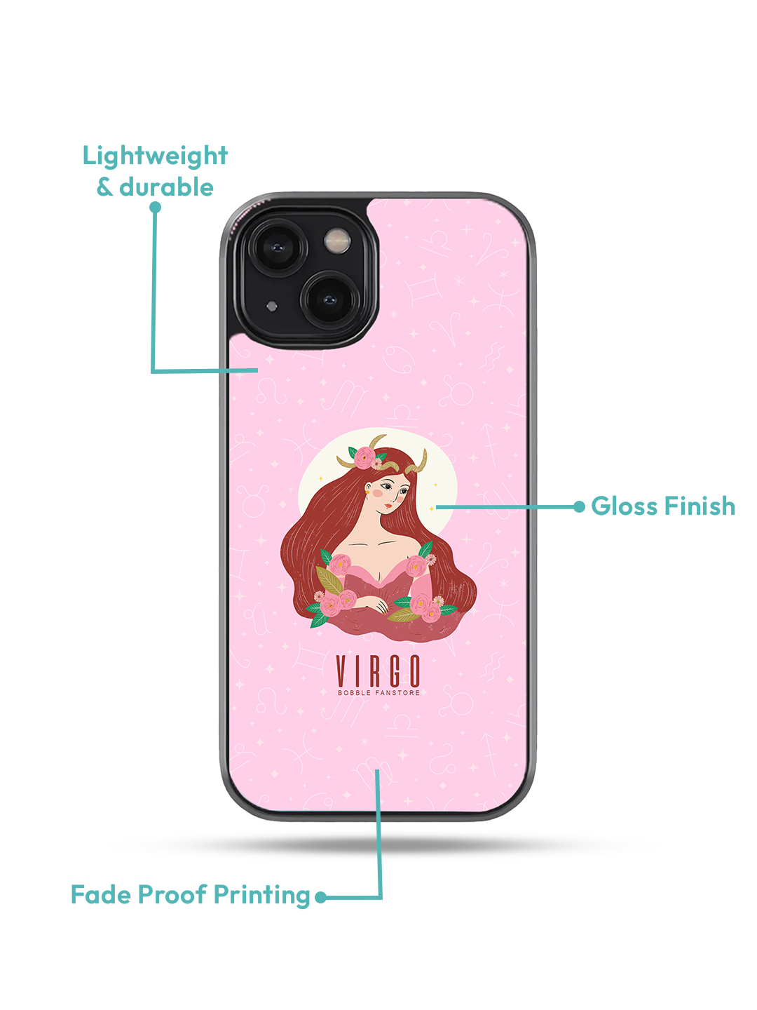 Pink iPhone Case with Virgo Illustration – Elegant, Practical & Zodiac-Themed Protection for Astrology Lovers (iPhone 13-16)