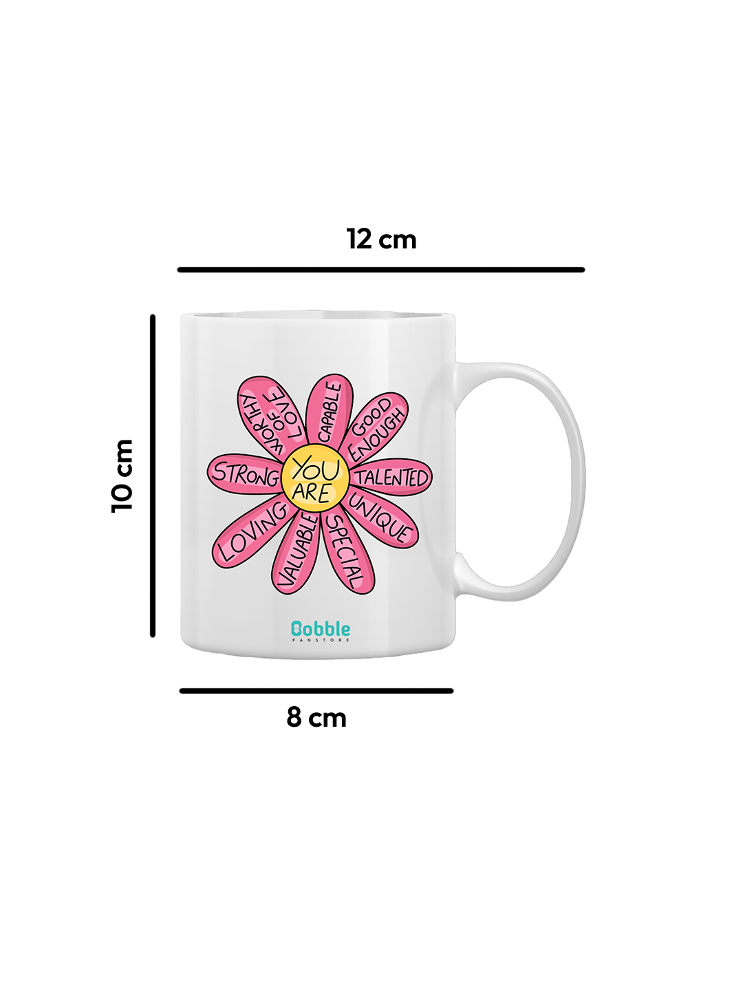 Motivational Flower Coffee Mug in White - Inspiring Text Design