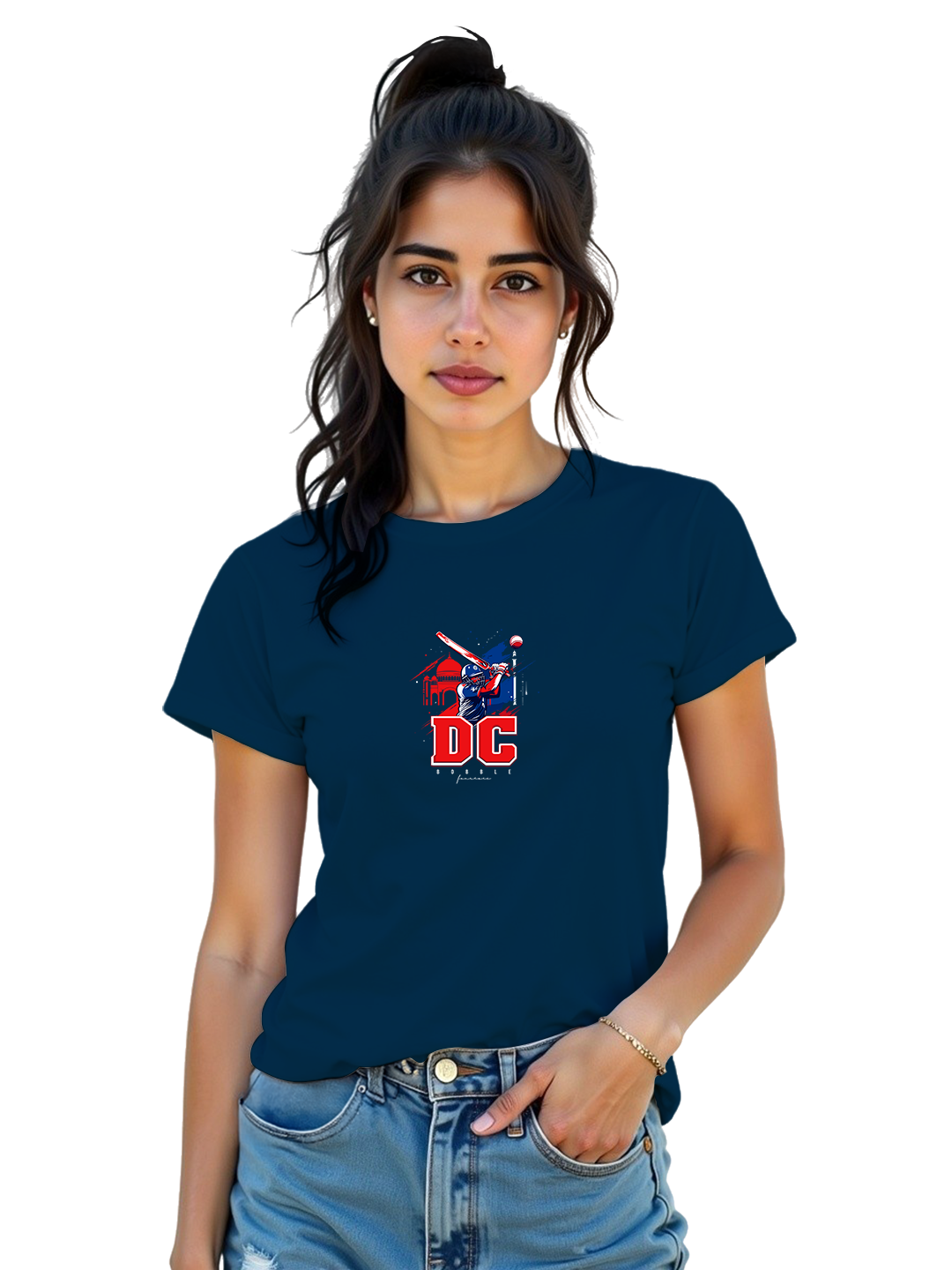 Women’s Blue Cricket Fan T-Shirt | Stylish Regular Fit | Breathable Cotton Sports Wear