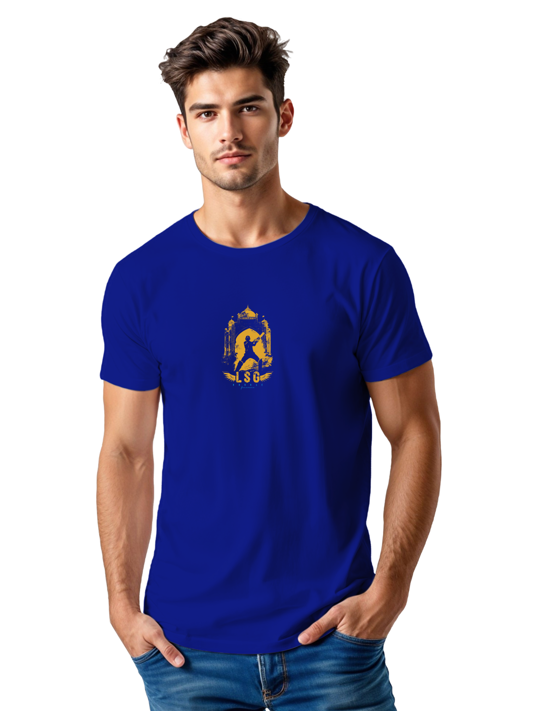Men’s Blue Cricket Fan T-Shirt | Premium Cotton Regular Fit | Sporty Supporters’ Tee | Lightweight & Comfortable Game Day Outfit