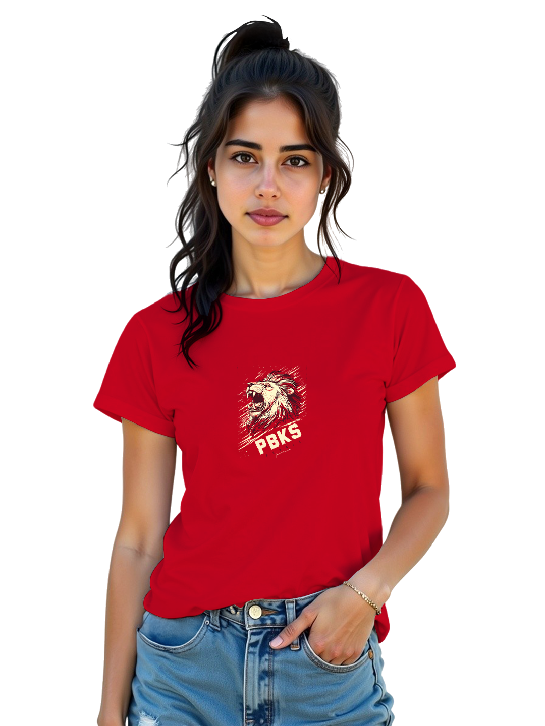 Women’s Red Cricket Fan T-Shirt | Stylish & Comfortable Regular Fit | Trendy Supporters’ Tee for Cricket Enthusiasts