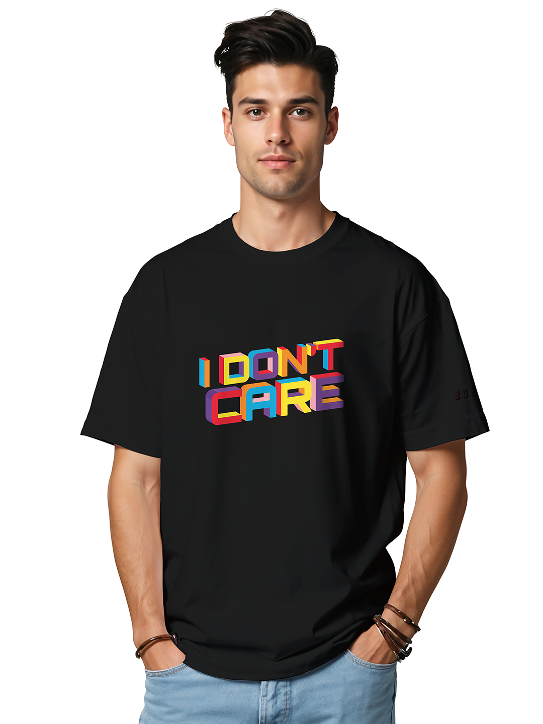 I Don't Care Tee in Black - Embrace Your Chill Vibe For Men