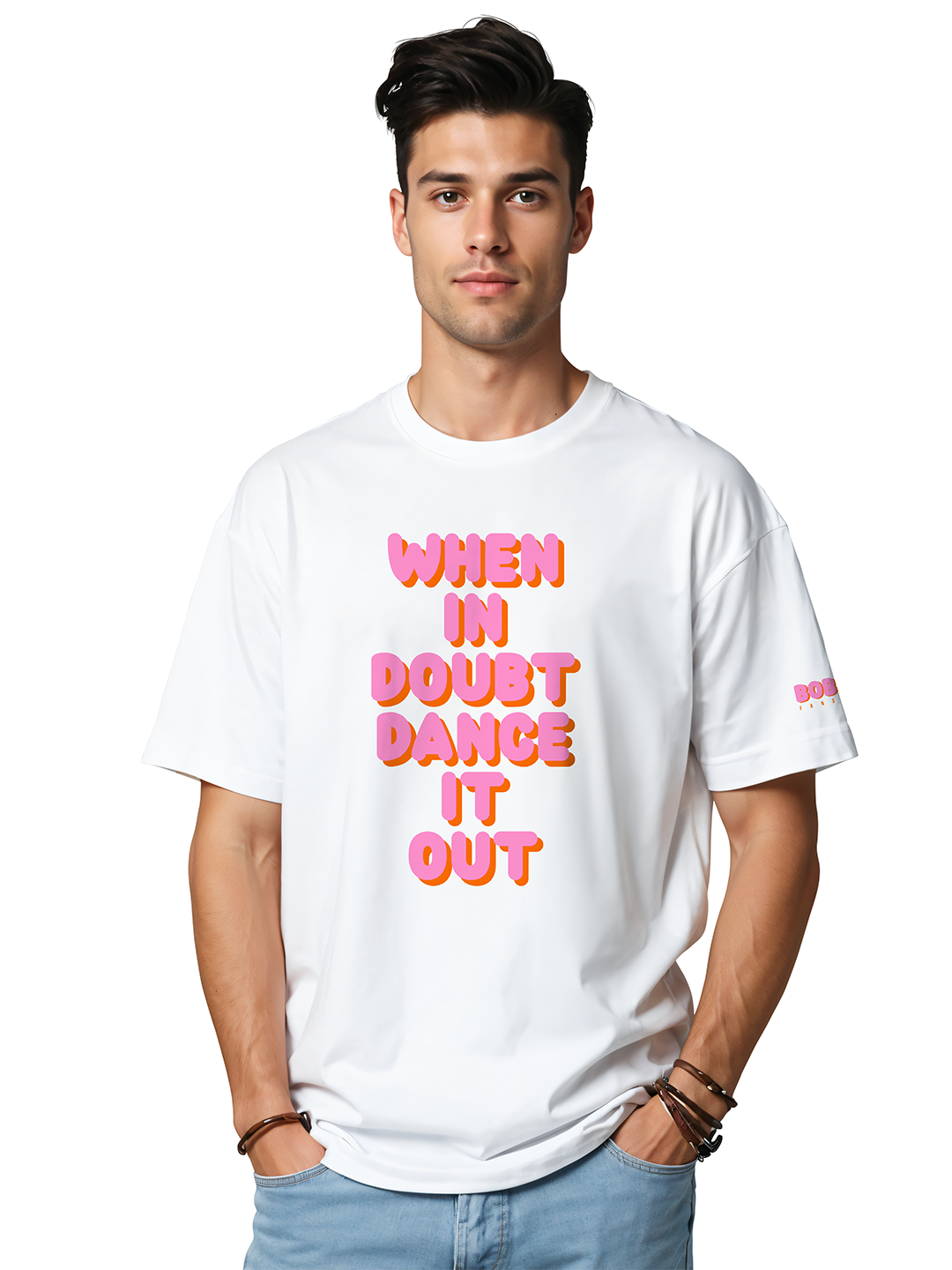 When in Doubt, Dance It Out Tee in White - Find Your Rhythm For Men