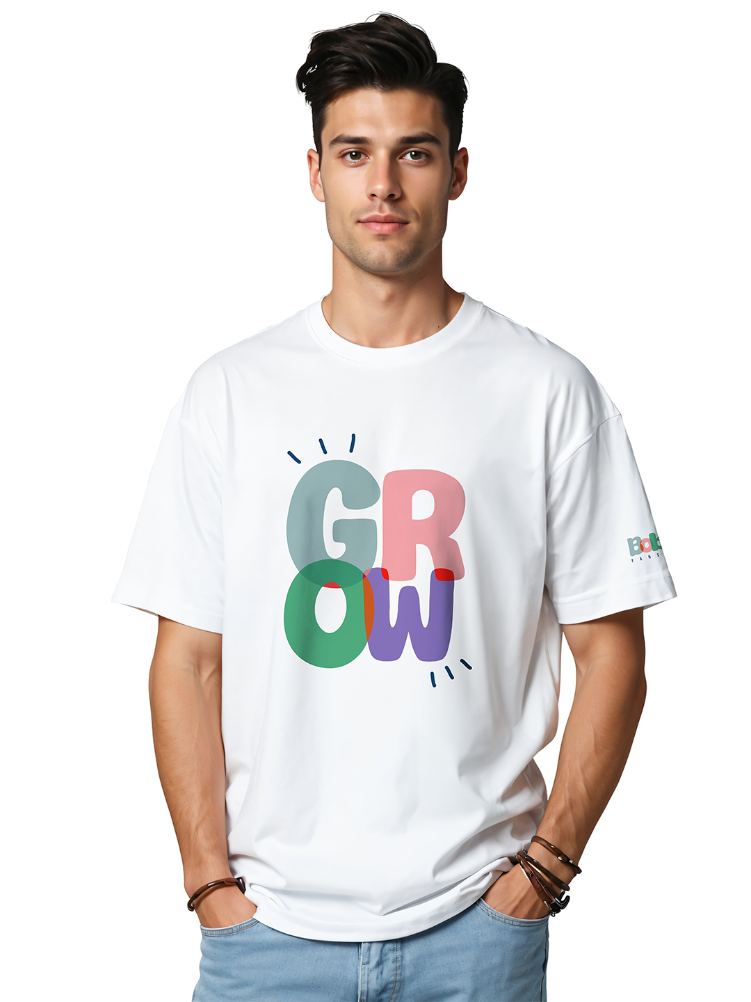 GROW Graphic Tee in White - Cultivate Your Potential For Men