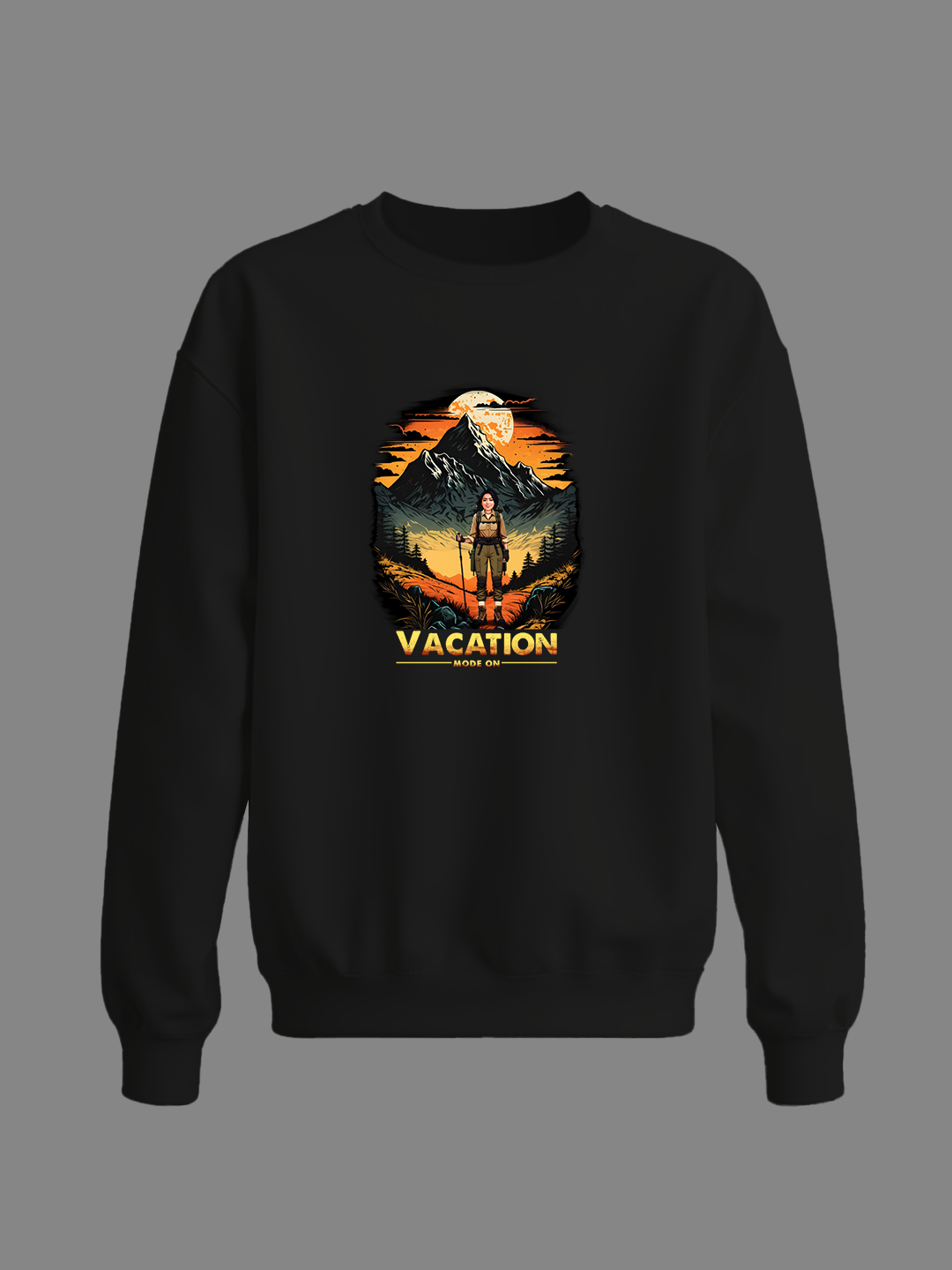 Black Sweatshirt for Men - "Vacation Mode On" Customizable with Your Face