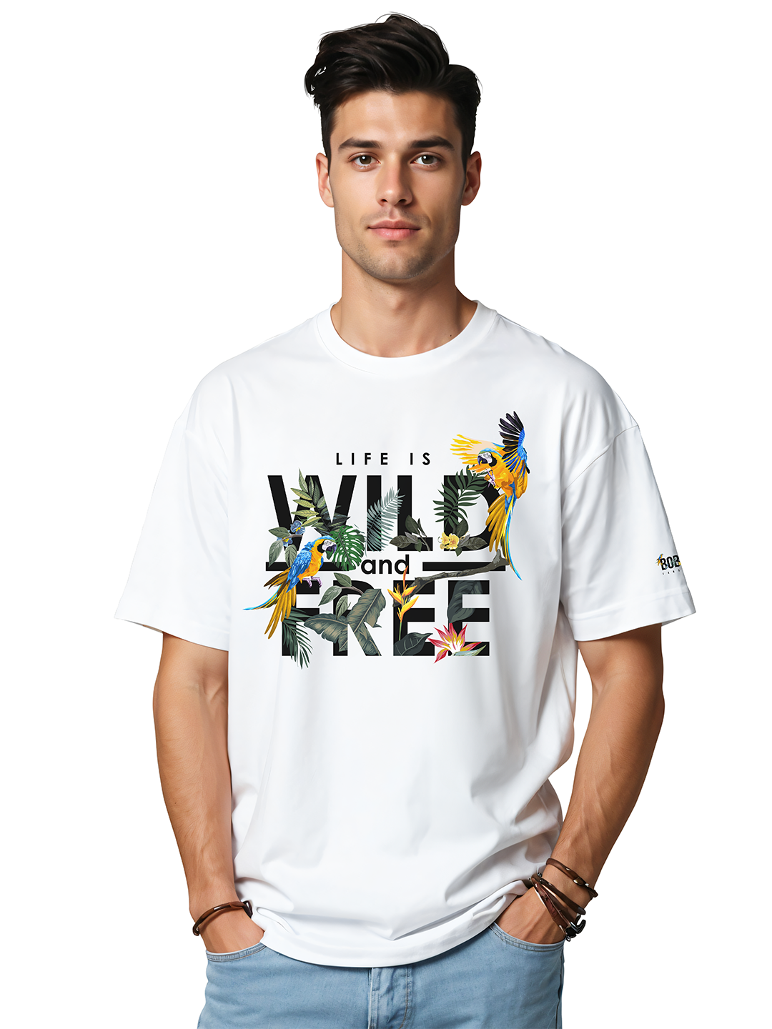 Life is Wild & Free Graphic Tee in White – Adventure-Inspired T-Shirt For Men