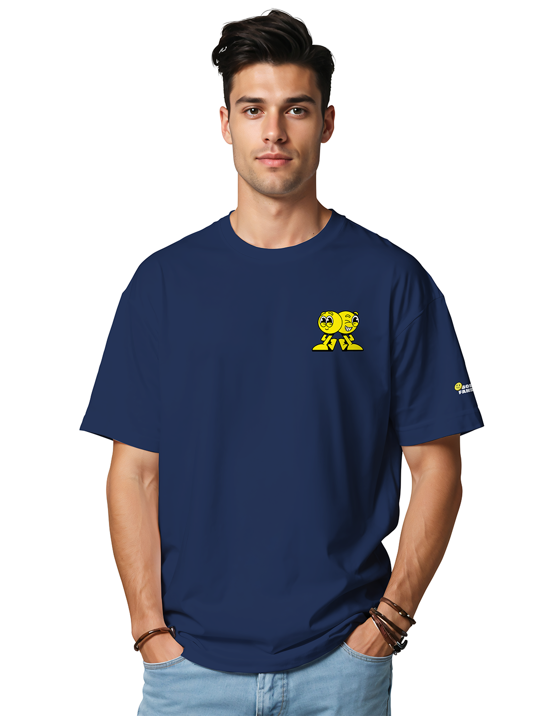 Faces of Fun T-shirt in Blue – Quirky Expression Graphic Tee For Men