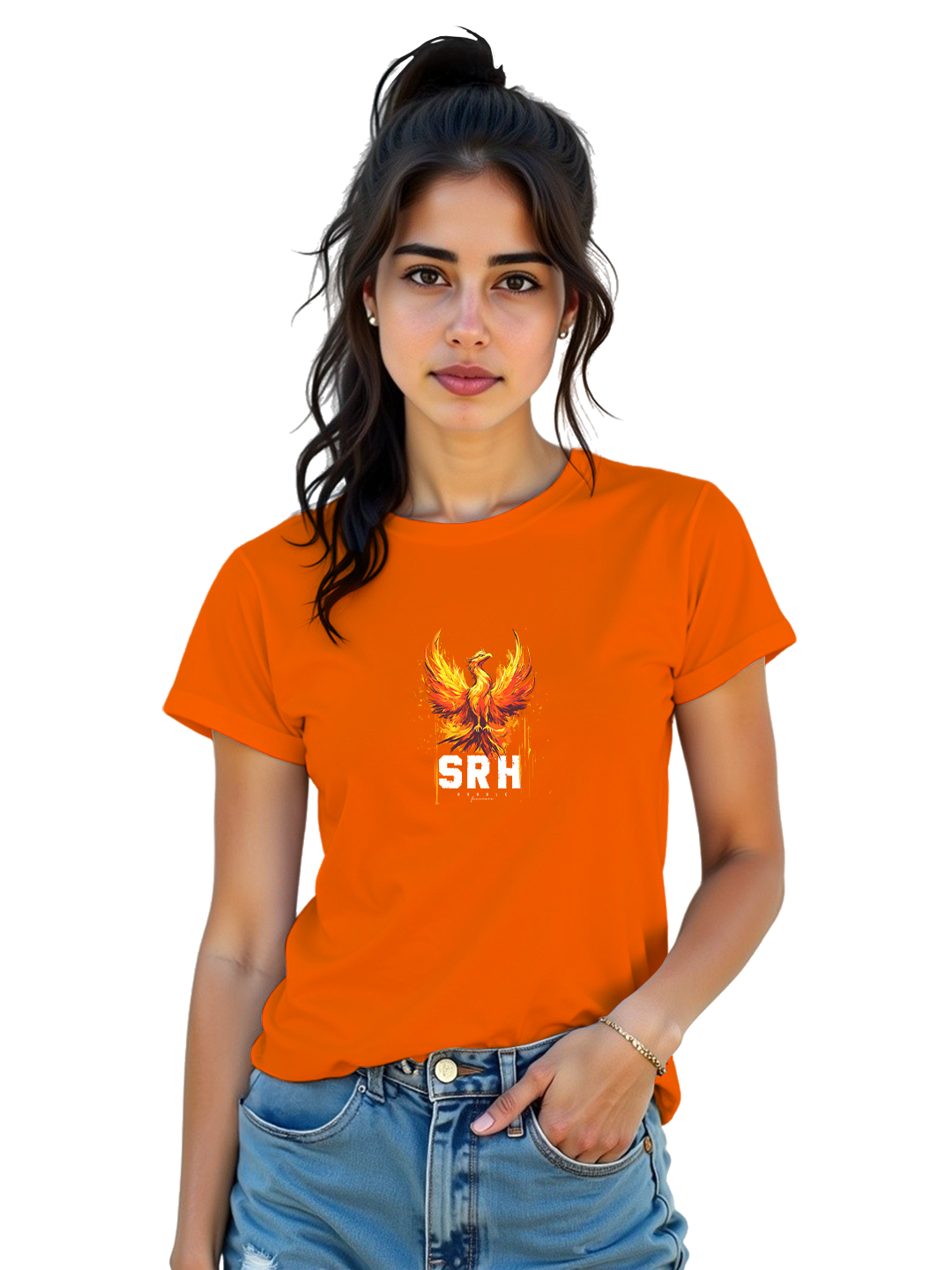 Women’s Orange Cricket Fan T-Shirt | Stylish & Comfortable Regular Fit | Trendy Supporters’ Tee for Cricket Enthusiasts
