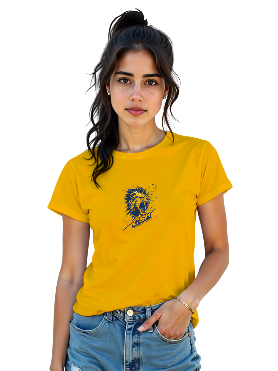 Women's Yellow Cricket Fan T-Shirt | Supporters’ Wear | Comfortable Cotton Regular Fit