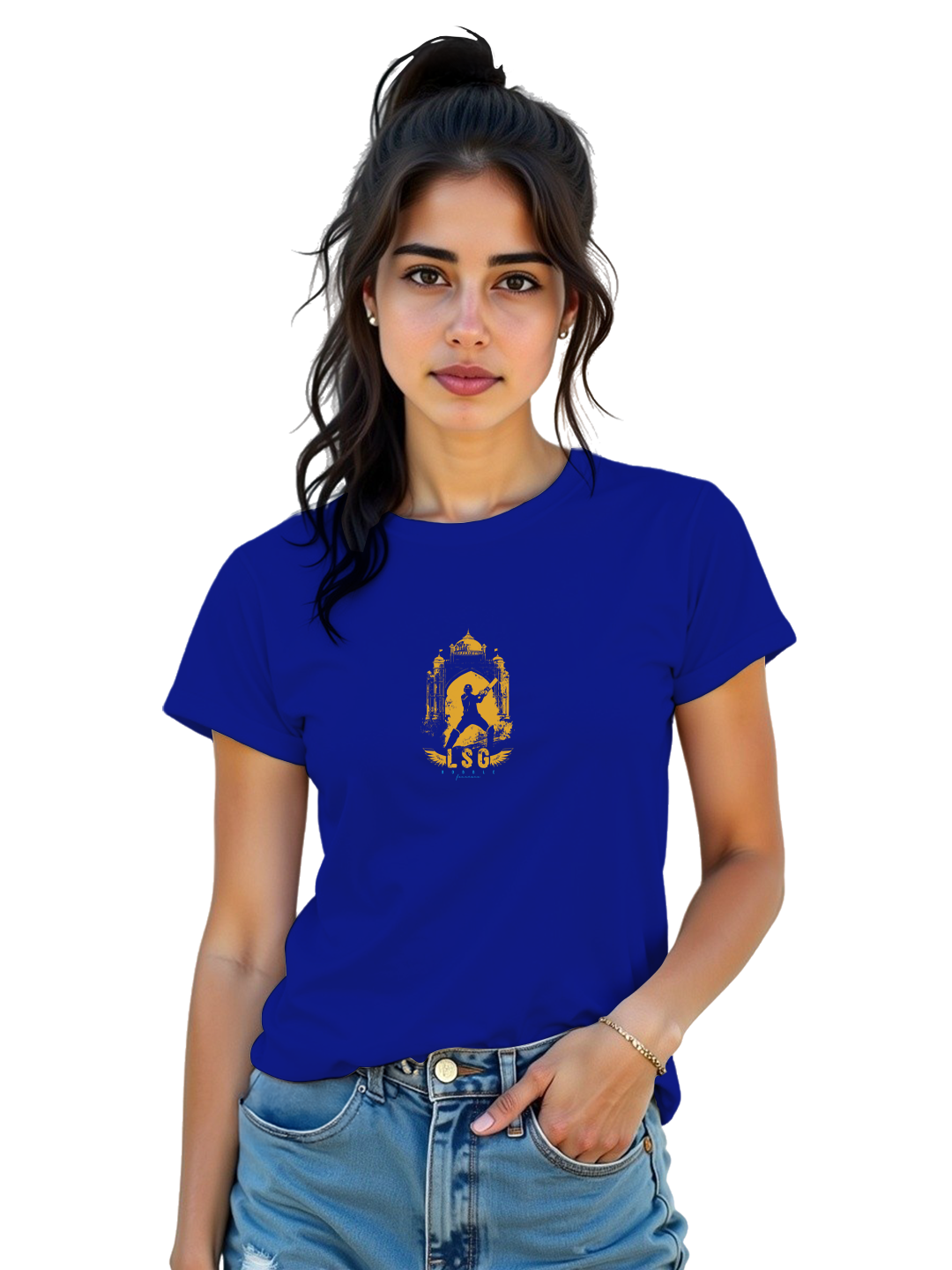 Women’s Blue Cricket Fan T-Shirt | Stylish & Breathable Regular Fit | Sporty & Trendy Supporters’ Wear