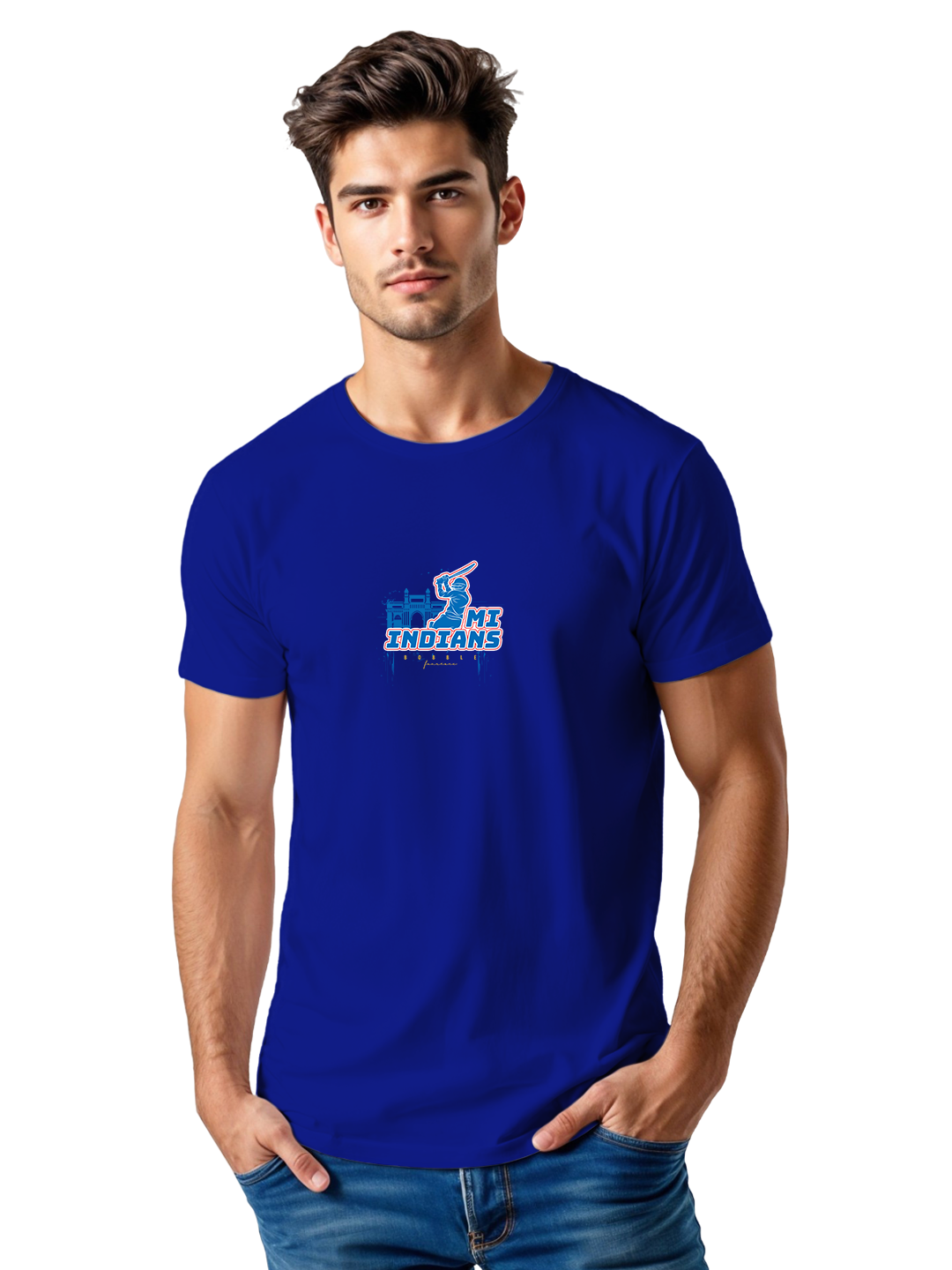 Men’s Blue Cricket Fan T-Shirt | Premium Cotton Regular Fit | Stylish Supporters’ Tee | Breathable & Lightweight Game Day Outfit