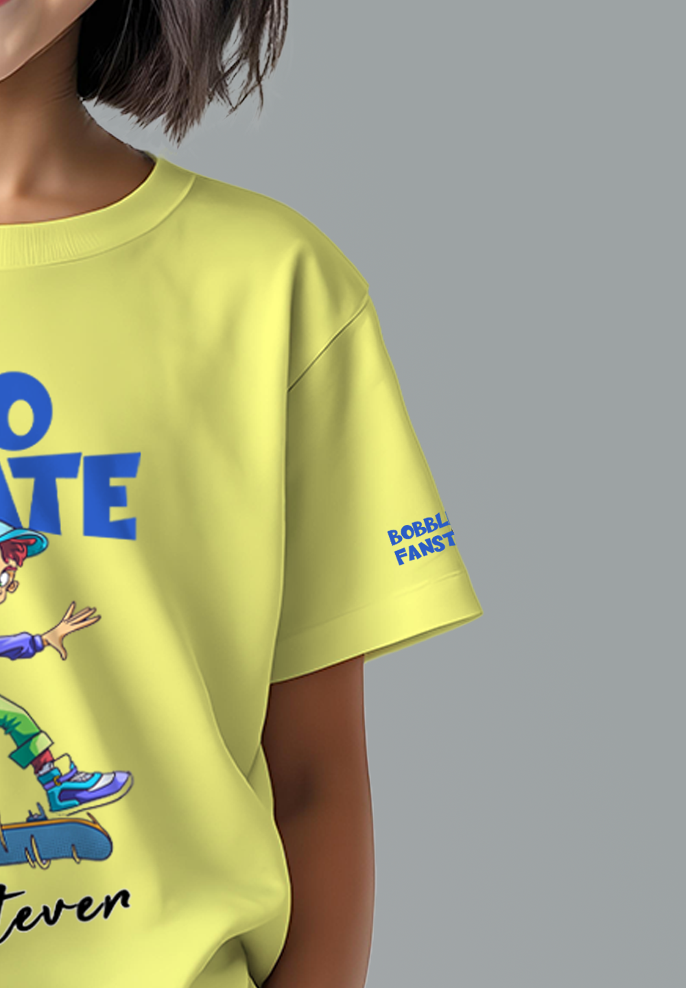 Go Skate Girls Yellow T-Shirt – Fun Skateboard Illustration, Soft Cotton, Active Wear