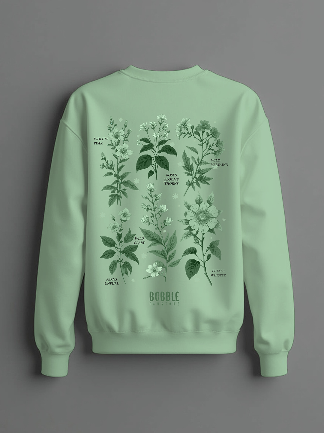 Roses Bloom Thorns Sweatshirt in Green - Artistic Floral Hoodie for Nature Lovers For Men