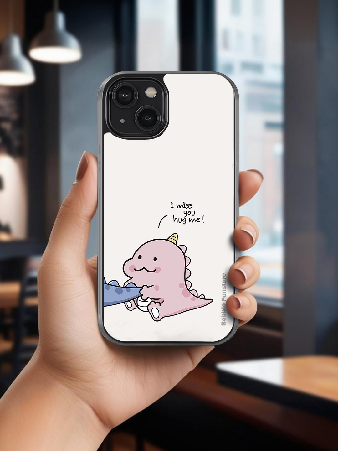 Bobble Fan Store Minimalist Couple iPhone Cases – Matching Blue & White Covers with Heart Design (iPhone 13 to 16 Series)