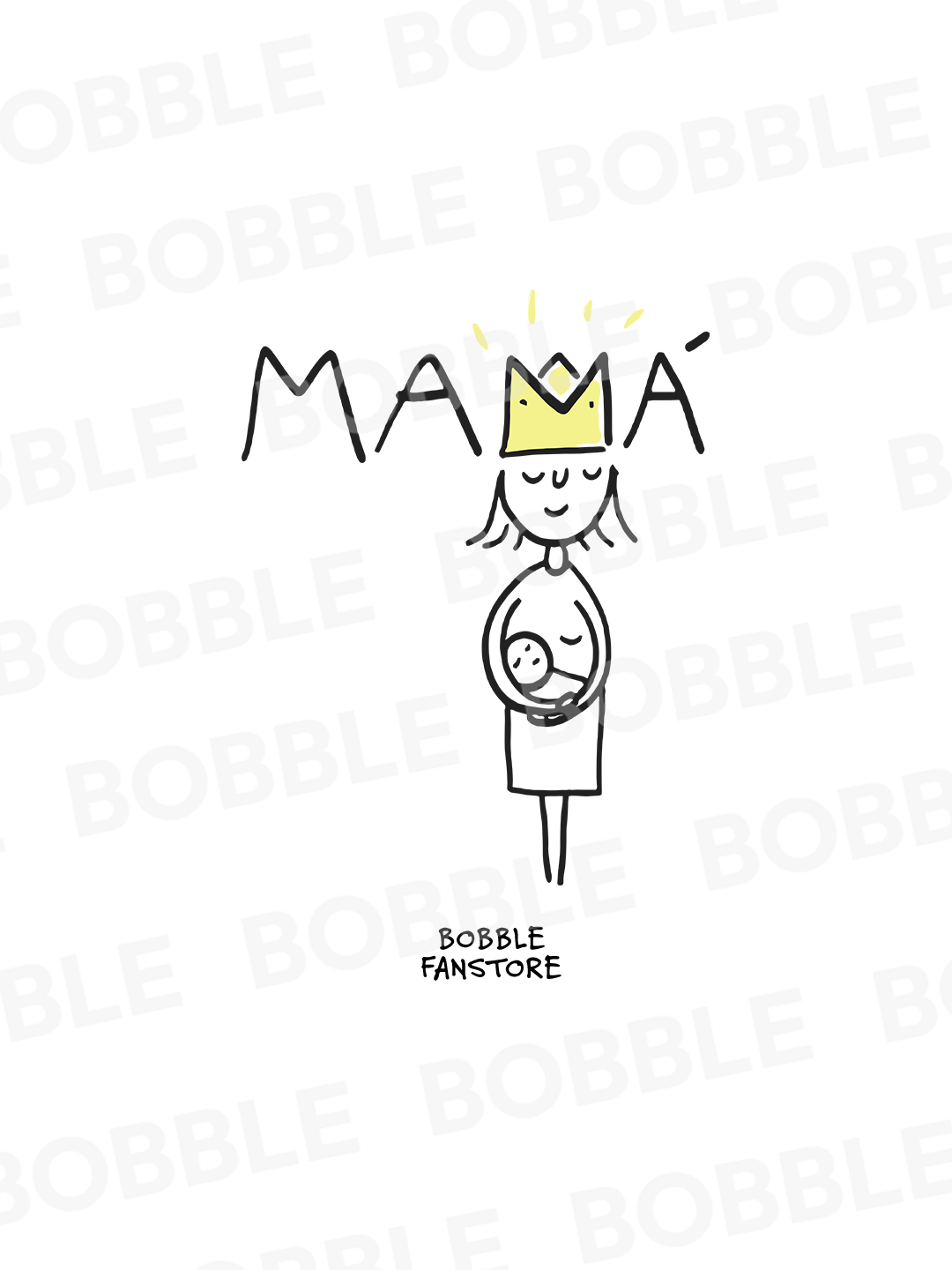 Mamá Coffee Mug – Minimalist Mom & Baby Sketch Design with Yellow Crown | Sweet Mother’s Day Gift for First-Time Moms & Moms-To-Be