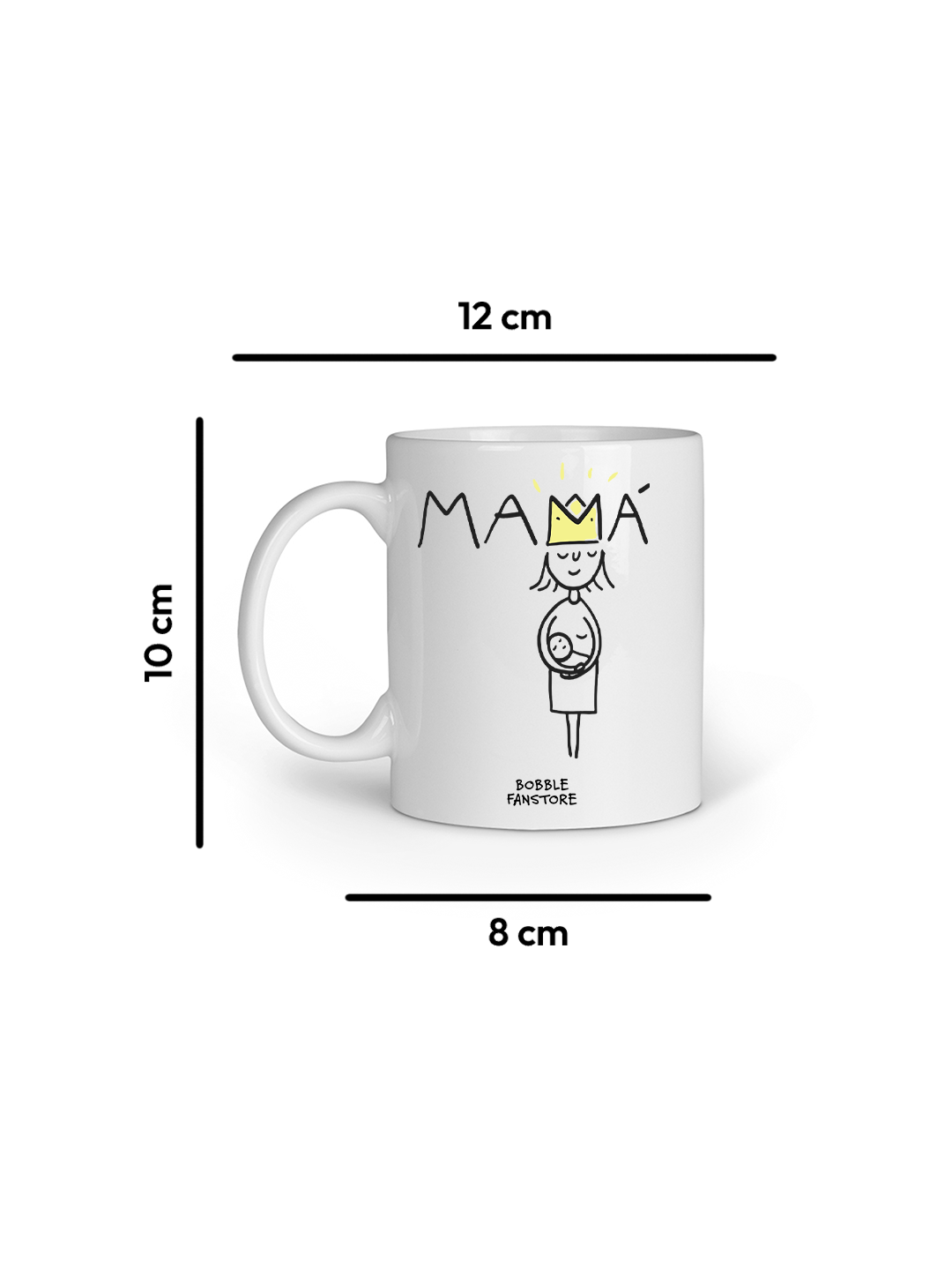 Mamá Coffee Mug – Minimalist Mom & Baby Sketch Design with Yellow Crown | Sweet Mother’s Day Gift for First-Time Moms & Moms-To-Be