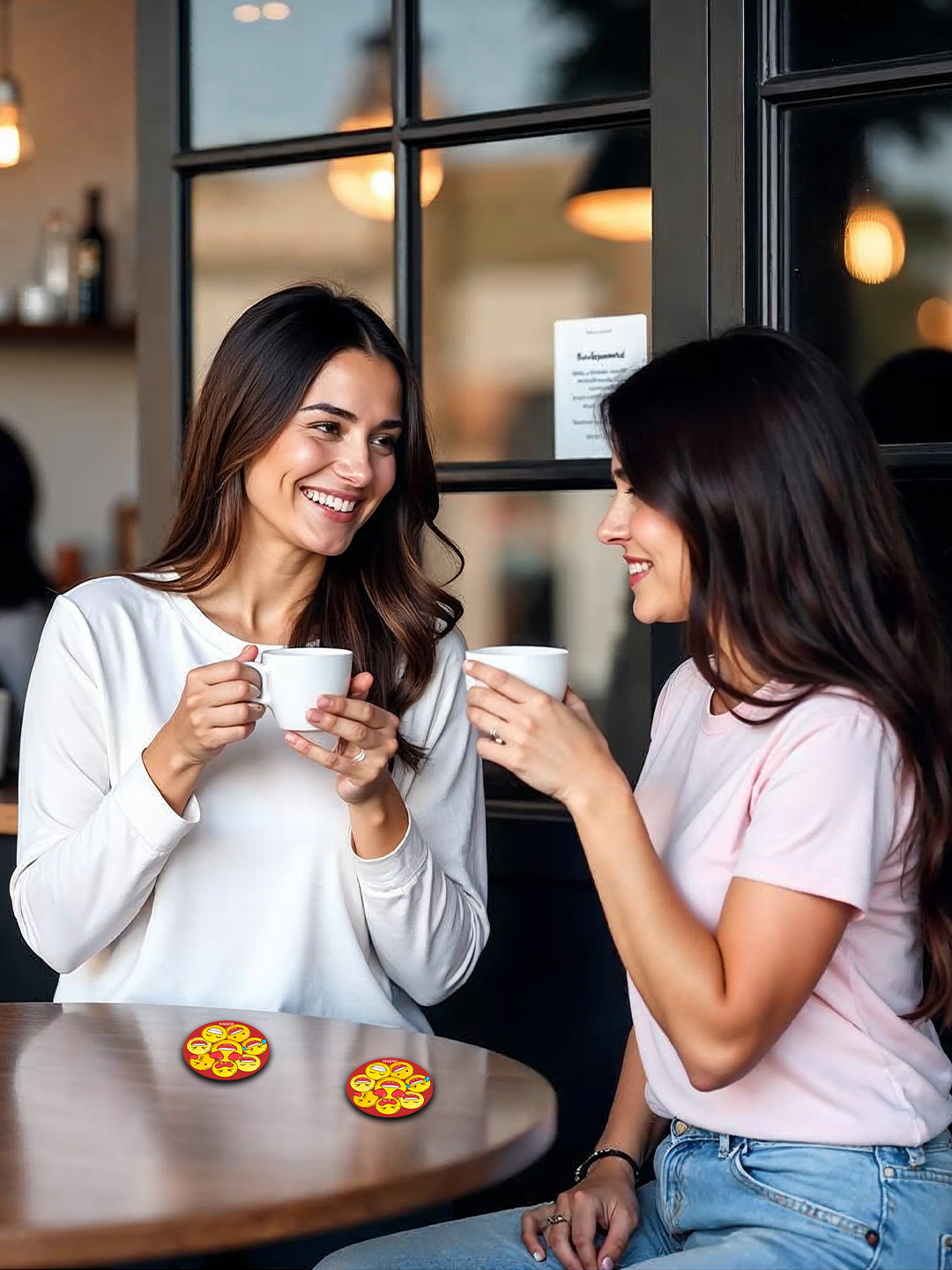 "Set of 6 Fun & Quirky Drink Coasters with Multiple Expressive Emoji Designs – Heat-Resistant, Absorbent & Non-Slip Cork Base – Unique Home & Dining Table Décor – Perfect Gift for Friends, Fa