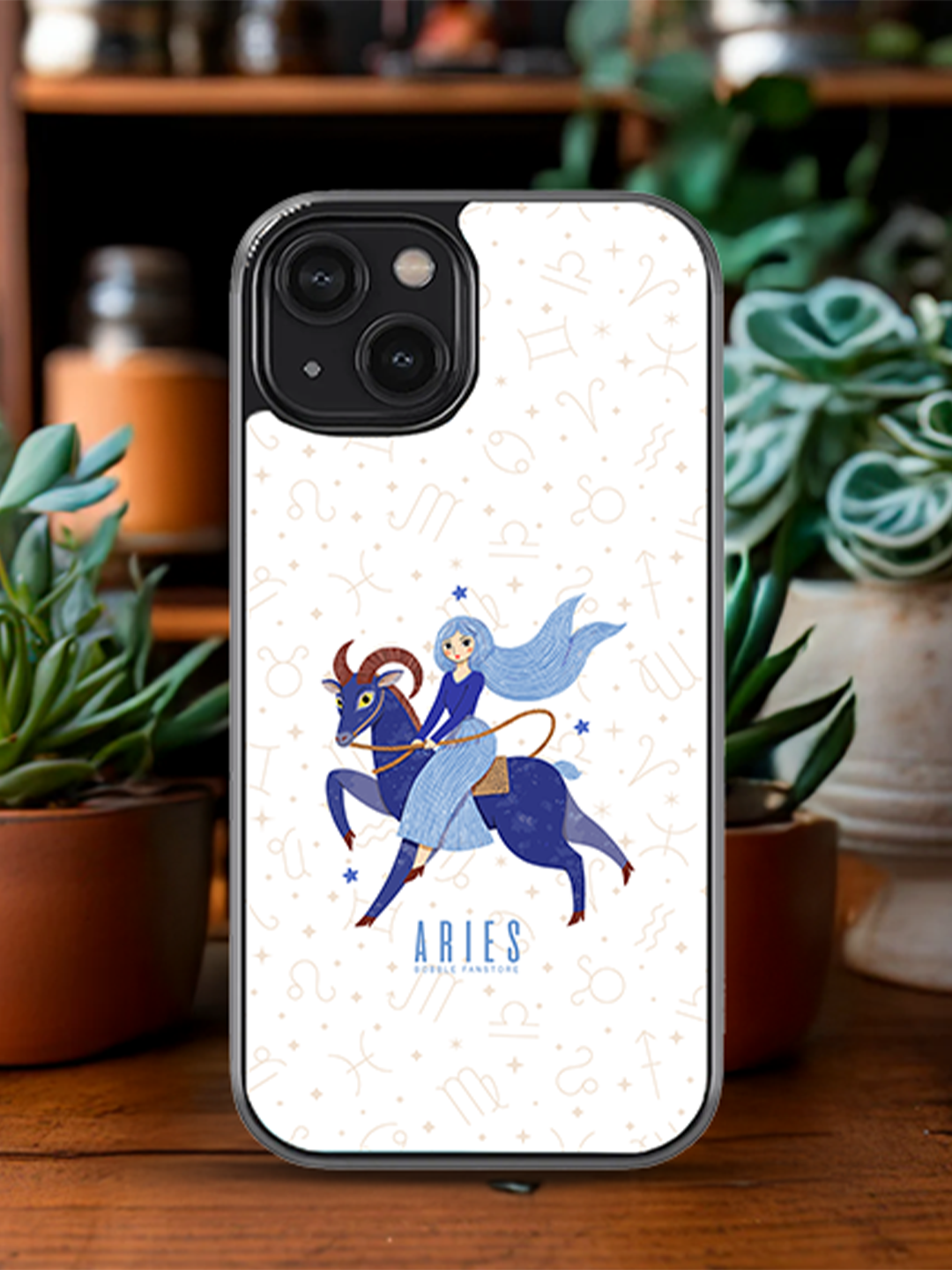 White iPhone Case with Aries Illustration – Stylish, Durable & Protective for Astrology Lovers (iPhone 13-16)