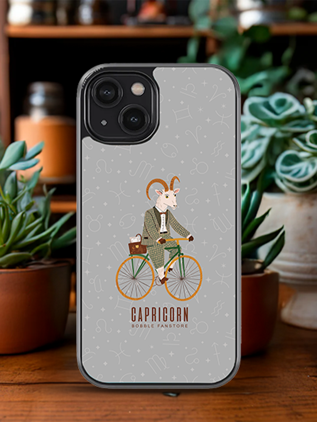 Grey iPhone Case with Capricorn Illustration – Minimalist & Protective (iPhone 13-16)