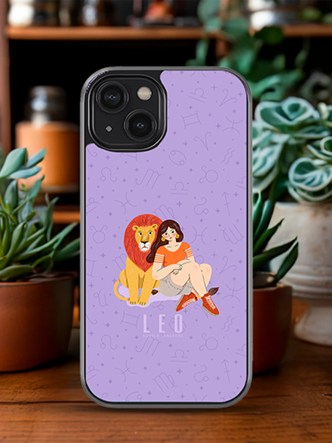 Lavender iPhone Case with Leo Illustration – Zodiac Luxury (iPhone 13-16)