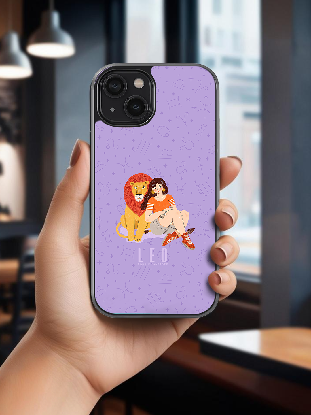 Lavender iPhone Case with Leo Illustration – Zodiac Luxury (iPhone 13-16)