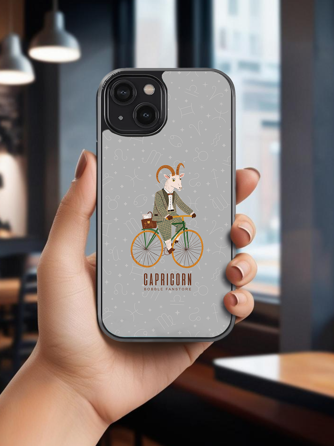 Grey iPhone Case with Capricorn Illustration – Minimalist & Protective (iPhone 13-16)
