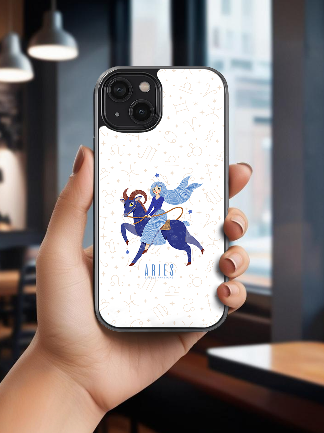 White iPhone Case with Aries Illustration – Stylish, Durable & Protective for Astrology Lovers (iPhone 13-16)