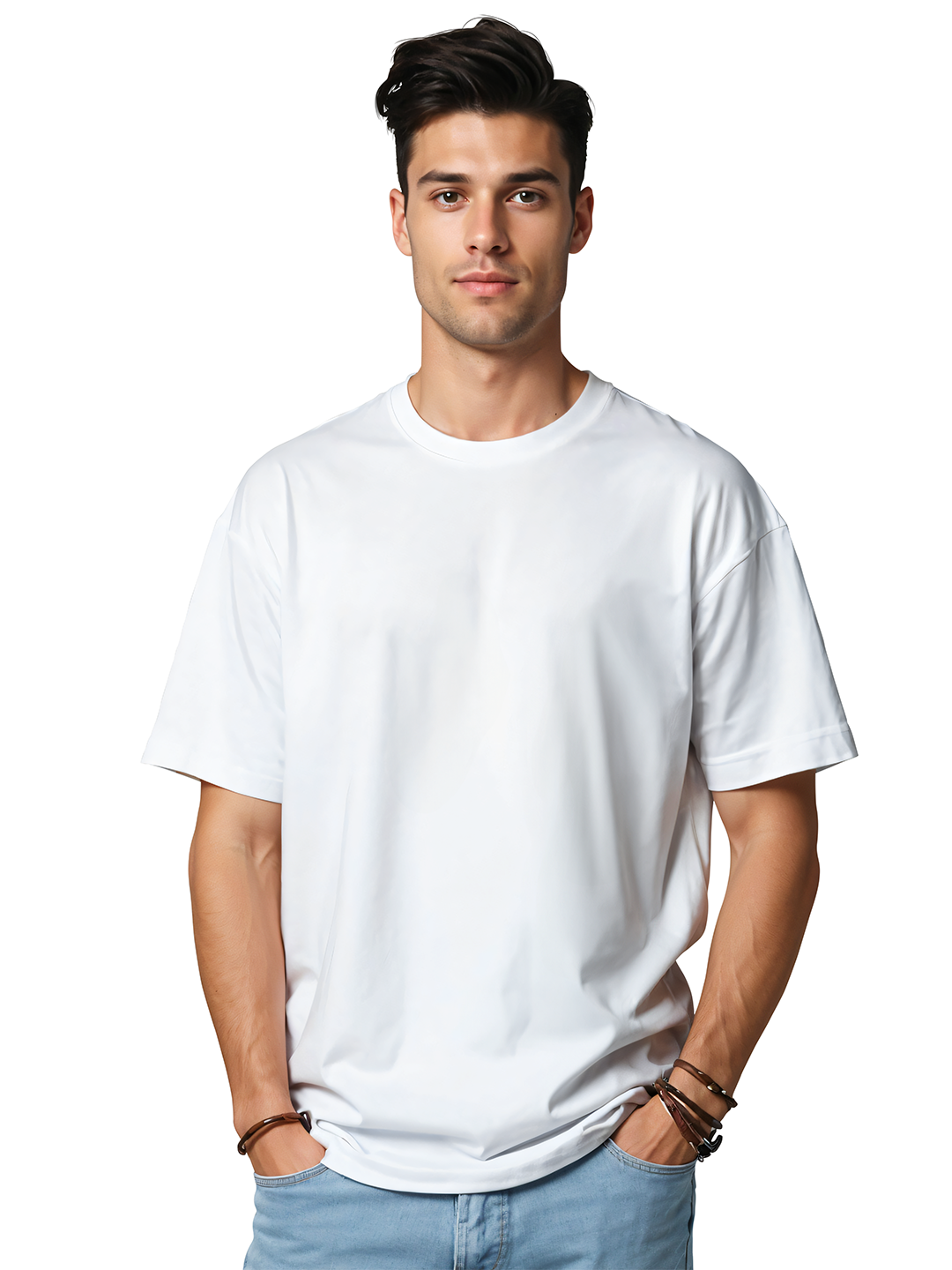 Rose Elongated Illustration White Oversized T-Shirt for Men – Trendy & Comfortable Streetwear