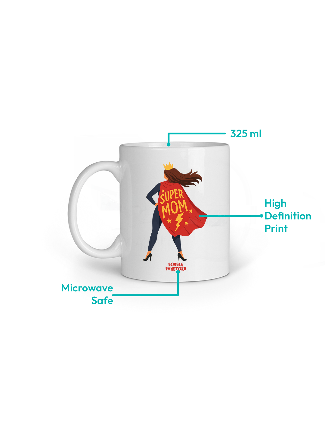 Super Mom Coffee Mug – ‘Super Mom’ Cape & Crown Design | Empowering Mother’s Day Gift for the Heroine of Your Life