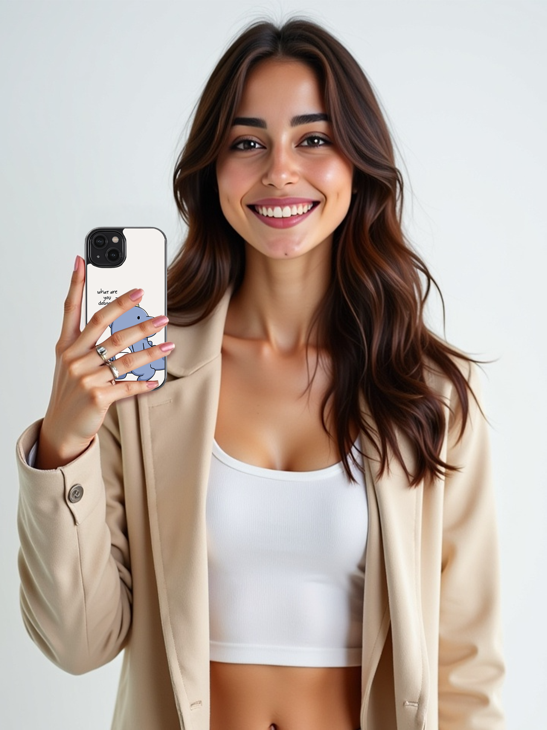 Bobble Fan Store Minimalist Couple iPhone Cases – Matching Blue & White Covers with Heart Design (iPhone 13 to 16 Series)