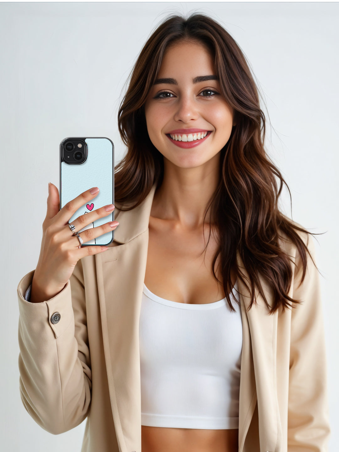 Cat Paw with Hearts Glass Phone Cover | Blue Aesthetic Design | iPhone